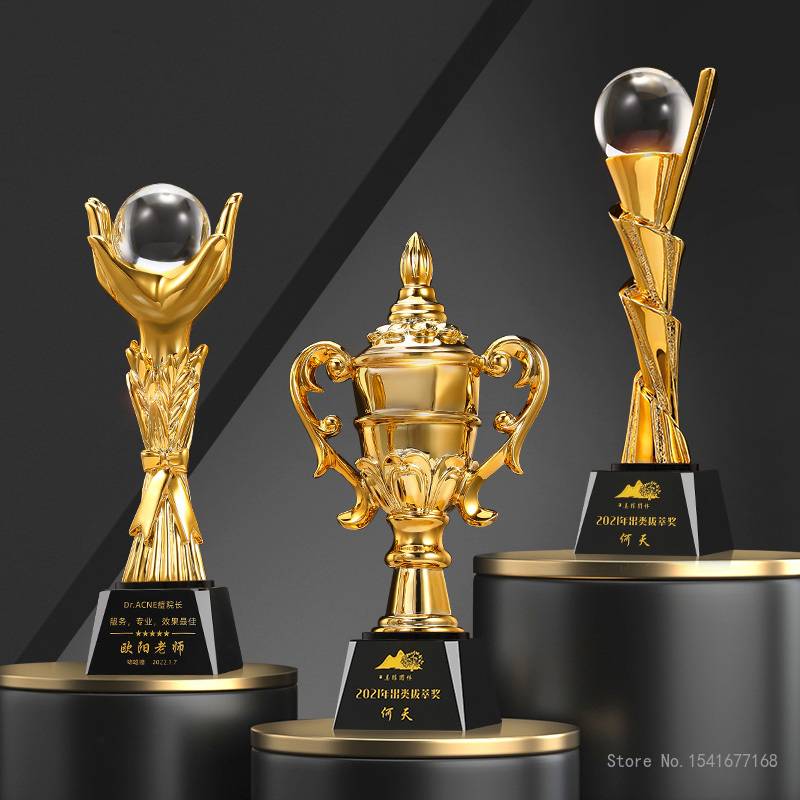 Badminton Cup - Customized Resin Trophy, High-Transparent Crystal Ball,